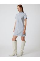 Koton Mini Dress Short Sleeve Stand Collar Slim Fit