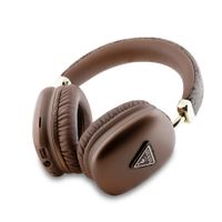 Guess PU Leather 4G Triangle Logo Bluetooth Stereo Headphone, hnědá