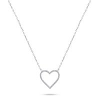 Brilio Silver Něžný stříbrný náhrdelník Srdce se zirkony NCL35W