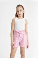 DEFACTO Girl's Checkered Paperbag Shorts