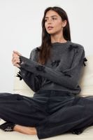 Trendyol Dark Anthracite Soft Texture Ribbon/Bow Detailed Knitwear Sweater