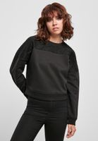 Women's Short Oversized Lace Insert Crew Black