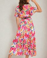 Resti Damska plisowana sukienka midi w kwiaty