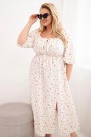 Sukienka Kesi plus size z wiązaniem przy dekolcie w kolorze ecru