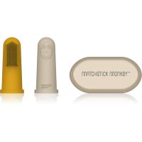 Matchstick Monkey Silicone Finger Toothbrush Kinderzahnbürste zum Aufstecken auf den Finger + Etui Yellow/ Beige 2 St.