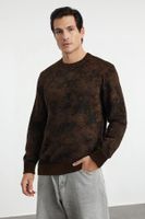 Trendyol Brown Regular Crew Neck Polka Dot Knitwear Sweater