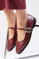 Mio Gusto Camille Claret Red Color Side Buckle Women's Ballerina Shoes