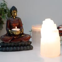 Ancient Wisdom Prirodni selenit električna aroma lampa sa osvjetljenjem 15 cm