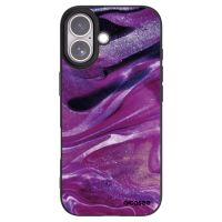 Silikónový čierny obal pre Apple iPhone 17 - Purple glitter