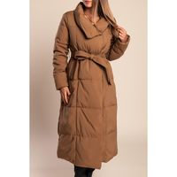 Lange Winter-Steppjacke, Camel