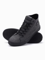 Ombre Men's high top canvas sneakers shoes - black