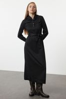 Trendyol Black Hooded Regular Fit Knitted Dress