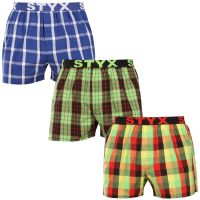 3PACK pánské trenky Styx sportovní guma vícebarevné (3B110406) XXL