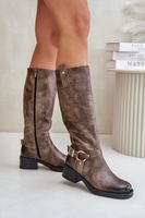Zazoo Leather women's boots below the knee brown
