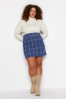 Trendyol Curve Blue Plaid Patterned Skirt