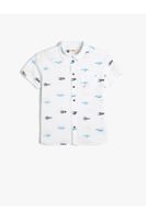 Koton Shirt Short Sleeve Cotton Printed Pocket Detail