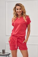 Women's jumpsuit with short legs in coral design