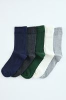 Trendyol Multicolored Unisex 5-Pack Cotton Textured College-Tennis-Medium Socks