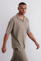 Trendyol Limited Edition Mink Oversize/Wide Textured Wrinkle-Free Ottoman Polo Collar T-Shirt