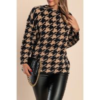 Weicher Pullover Mit Pepita-Print, Kamel