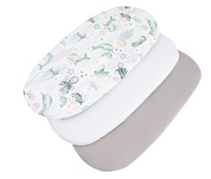 Medi Partners 3 – Pak – Fitted sheet for stroller – cotton – Ocean – White – Gray