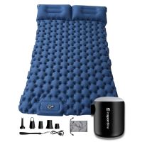 Nafukovací karimatka pro dva inSPORTline Faustea s minipumpou 192x125x8 cm modrá karimatka, černá pumpa