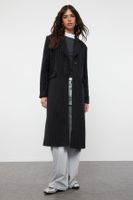 Trendyol Black Regular Striped Long Coat