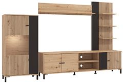 Veľká obývacia stena s vnútorným osvetlením chic - dub artisan/čierna