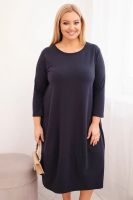 Sukienka damska plus size z kieszeniami, granatowa