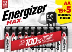 Energizer Max AA alkalické batérie 15+5 20ks E303329900