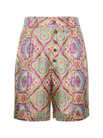 Printed Silk High Rise Shorts