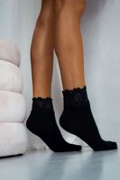 Milena Skarpetki Damskie Z Szeroką Koronką Czarne