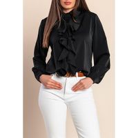 Elegantes Rüschenhemd, Schwarz