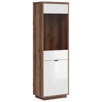 VITRÍNA, farba duba, biela s vysokým leskom, 64/200,5/42,5 cm