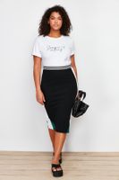 Trendyol Curve Black Color Block Midi Knitted Skirt