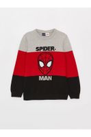 LC Waikiki Crew Neck Spiderman Patterned Long Sleeve Boy's Knitwear Sweater