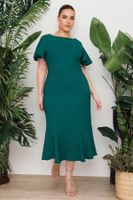 Trendyol Curve Dark Green Finike Woven Plus Size Dress