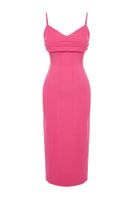 Trendyol Fuchsia Fitted Stylish Woven Evening Dress