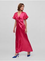 Dark pink women's satin maxi dress VILA Sittas - Women's