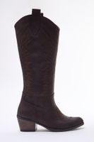 Trendyol Dark Brown Embroidered Block Heel Cowboy Boots