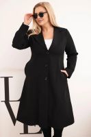 Płaszcz damski Kesi Plus Size z kołnierzem czarny