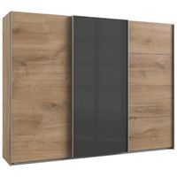 Carryhome SKŘÍŇ S POSUVNÝMI DVEŘMI, tmavě šedá, fošnový dub, 270/210/65 cm