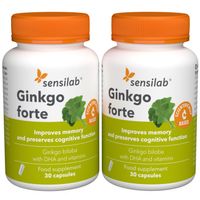 Ginkgo forte Kapseln 2er Pack (2 Monatspaket) | Premium Ginkgo Biloba-Extrakt, Omega-3 und Vitamin E und B6 | Gedächtnis und Konzentration | Sensilab