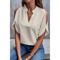 Elegante Lockere Bluse Mit "V" Ausschnitt, Creme