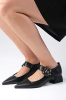 Mio Gusto Lilou Black Color Pointed Toe Women's Low Heel Shoes