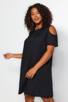 Trendyol Curve Black A-line Cut-Out Detail Summer Knitting Plus Size Dress