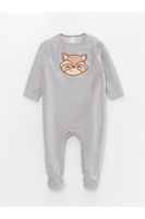 LC Waikiki Crew Neck Long Sleeve Embroidery Detailed Plush Baby Boy Rompers