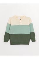 LC Waikiki Crew Neck Long Sleeve Color Block Baby Boy Knitwear Sweater