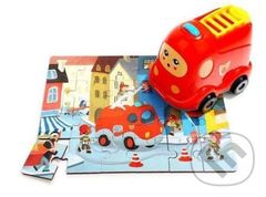 Hasičské auto, dřevěné (s hračkou) - puzzle z kategorie Maxi dílky