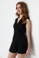 Trendyol Black Belted Double Breasted Collar Mini Woven Jumpsuit